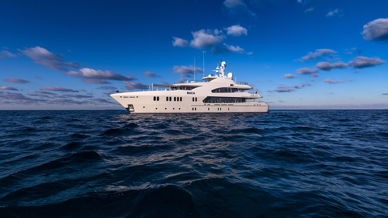 On board with Kathryn Hall, owner of 43.4m Baca On board with Kathryn Hall, owner of 43.4m Baca