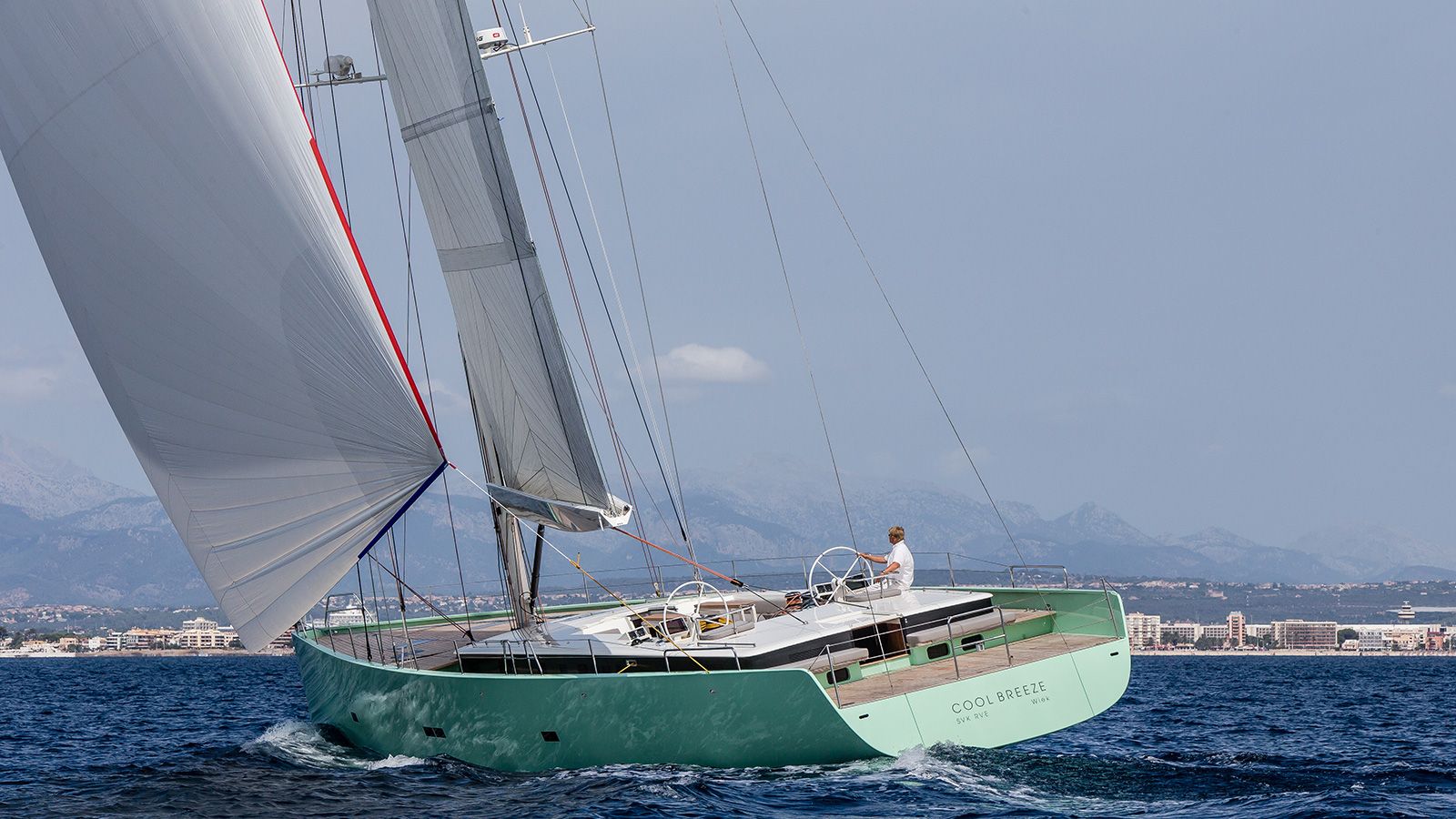 New photos of the cool green Brenta 80DC sailing yacht 