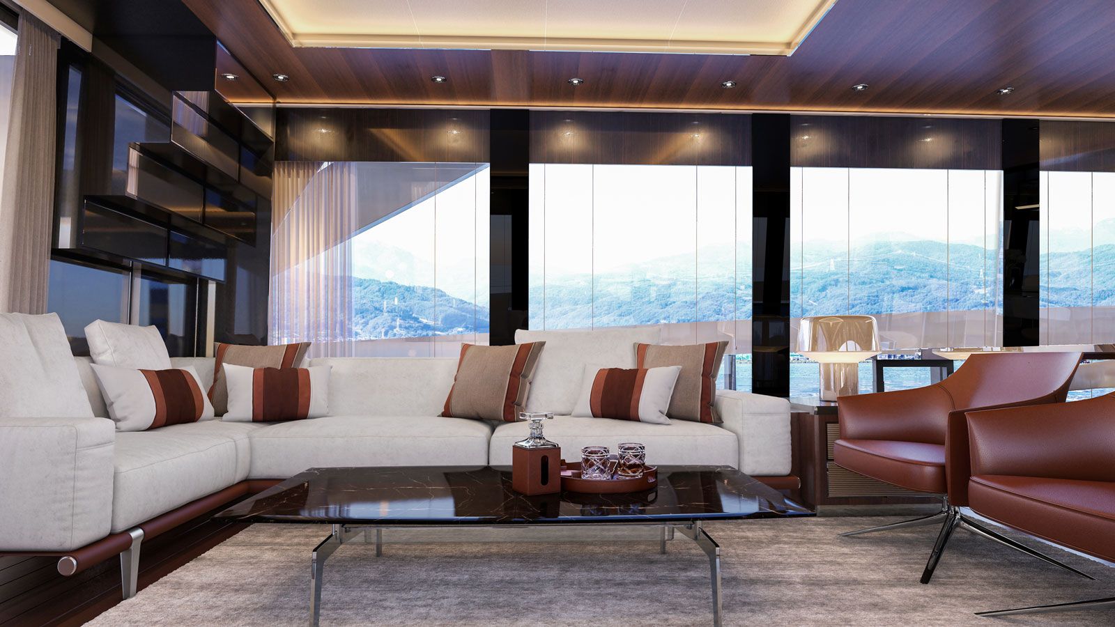 interiors of van der valk's 25.5 metre modern flybridge