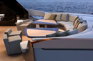The outdoor lounge area onboard the EVO 120 model