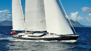 53m Alloy sailing yacht Drumbeat rejoins the market
