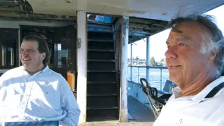 Her last caretaker was Tom Jones on left, with the yacht’s long-time captain, Christian Lint