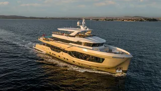 Exterior rendering of Numarine 40MXP superyacht cruising