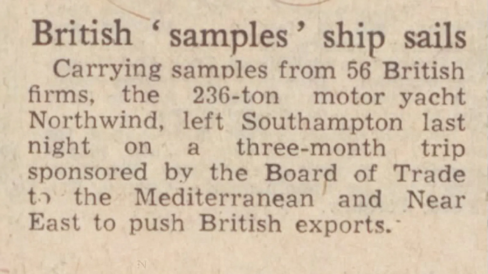 Western British news article British 'samples: ship sails