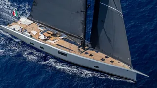 Inside the second wallywind110, Wally’s all-carbon sailing yacht with race-ready performance