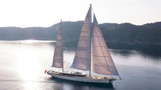 62m Ares flagship sailing yacht Simena departs sheds for Monaco debut