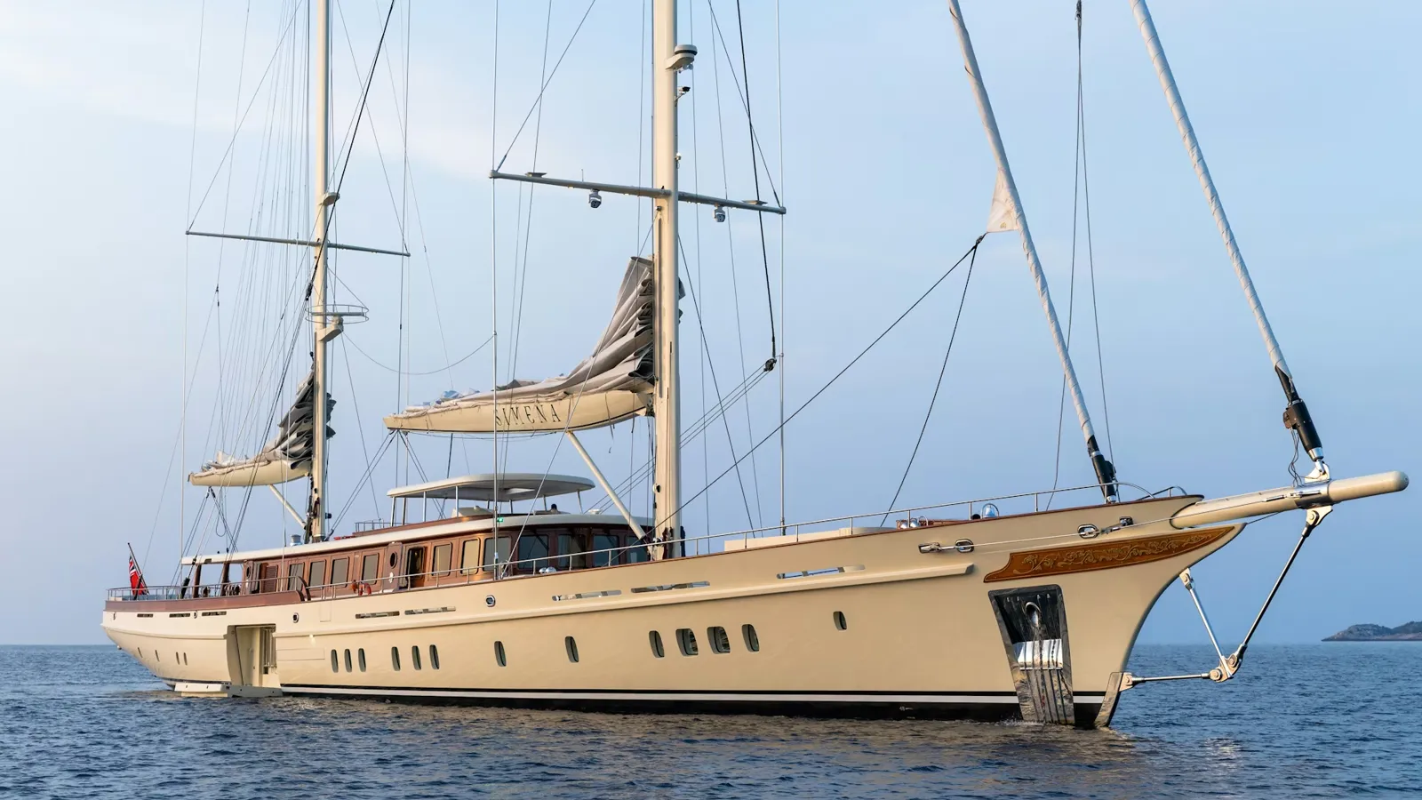 62-metre Ares Yachts flagship sailing yacht Simena under sail in the Mediterranean