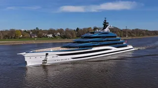 134m Lürssen superyacht Deep Blue departs sheds for UK