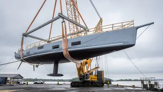 37m Baltic 121 Custom sailing yacht hits the water in Finland