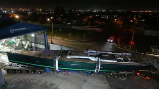 Southern Wind launches sixth SW96 sailing yacht with forest green metallic hull