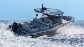 TYKUN XII luxury superyacht tender cruising at high speed in Mediterranean waters