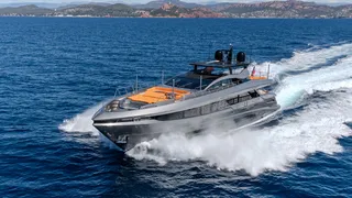33-metre Mangusta Benjoli yacht for sale graphite grey hull