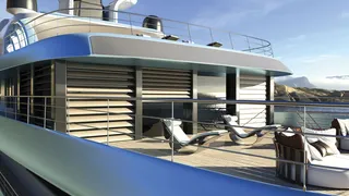 Marine-grade shading system by Kreative Metallform on superyacht deck