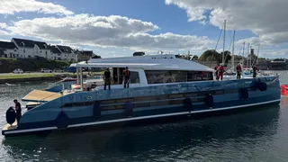 JFA Yachts' Long Island 87' sailing catamaran hits the water