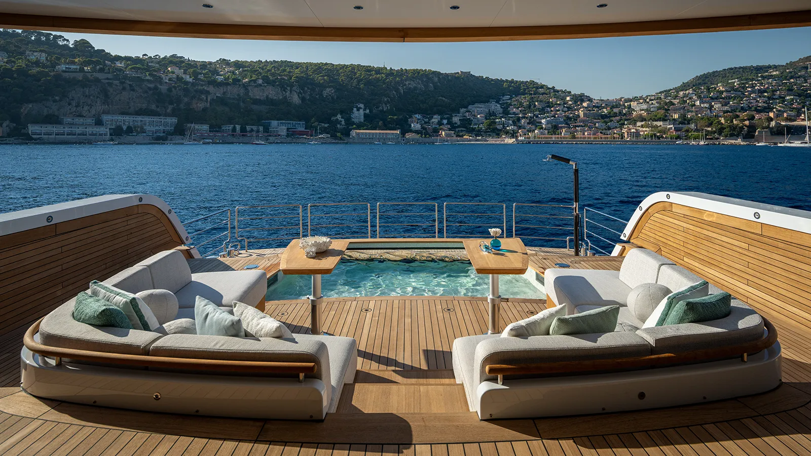 Sirena 42M main deck lobby with marble flooring