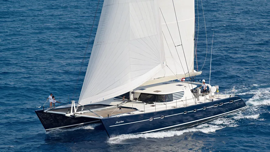 azizam rose de jericho catamaran sailing yacht jfa 25m 2004 half profile