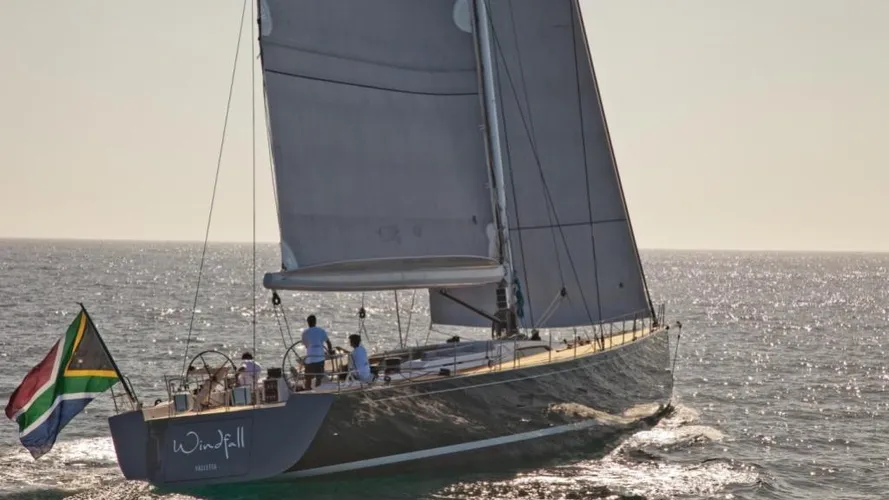 Windfall sailing yacht running aft