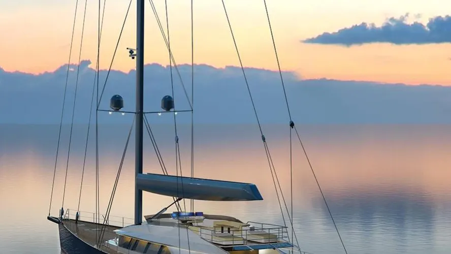 troy sailing yacht esen 2018 50m at night