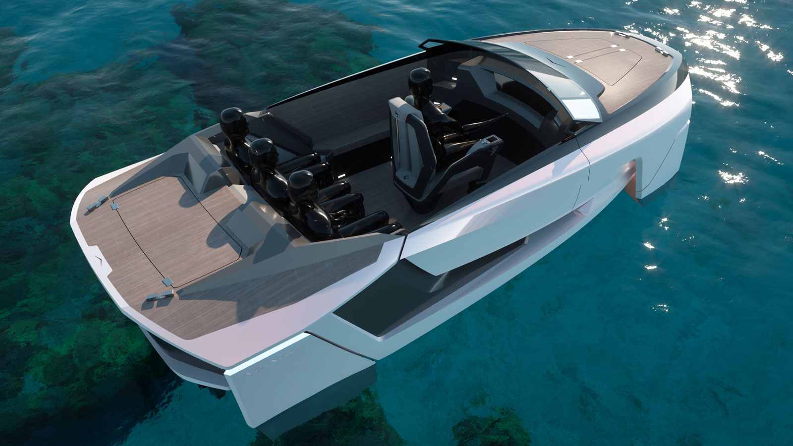 The Future-E electric superyacht tender underway