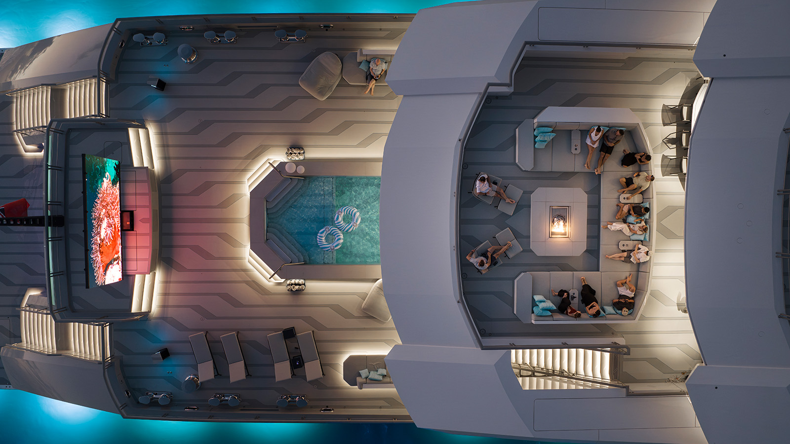 Deck area of 111m Oceanco superyacht Leviathan