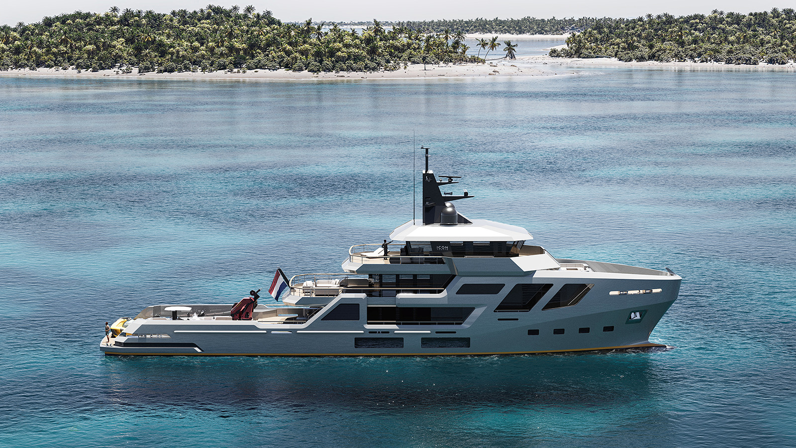 Mission M exterior design showing rugged expedition yacht profile
