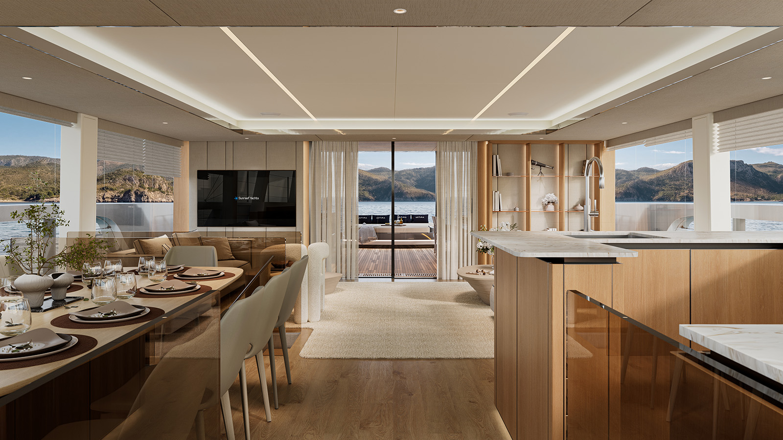 Sunreef Ultima 88 deck and entertainment spaces